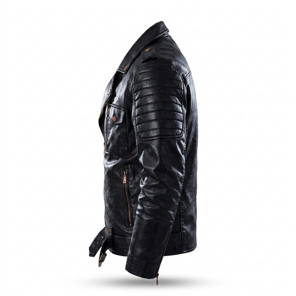 Mens Outlet House - Mimin | Asymmetrical Quilted Leather Jacket Men