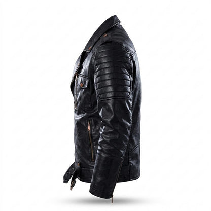 Mens Outlet House - Mimin | Asymmetrical Quilted Leather Jacket Men