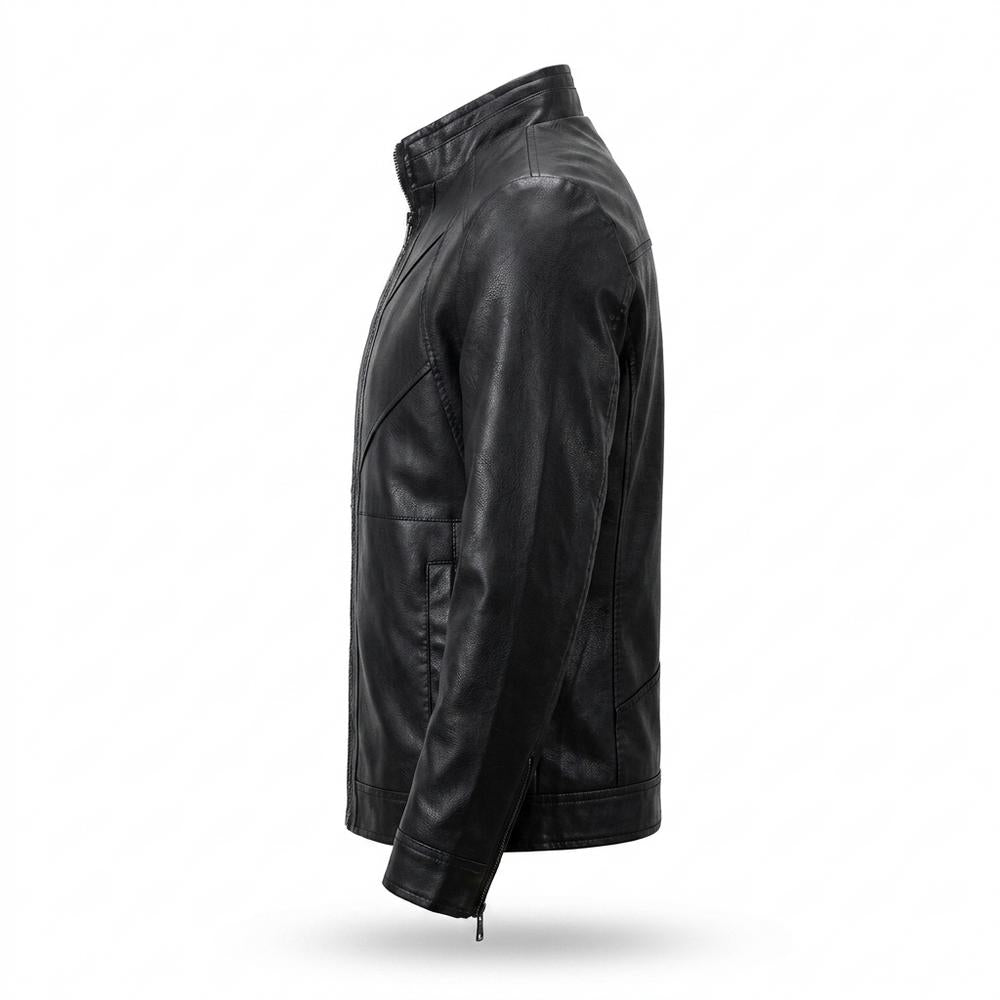 Mens Outlet House - Lylar | Zippered Stand-Collar Leather Jacket Men