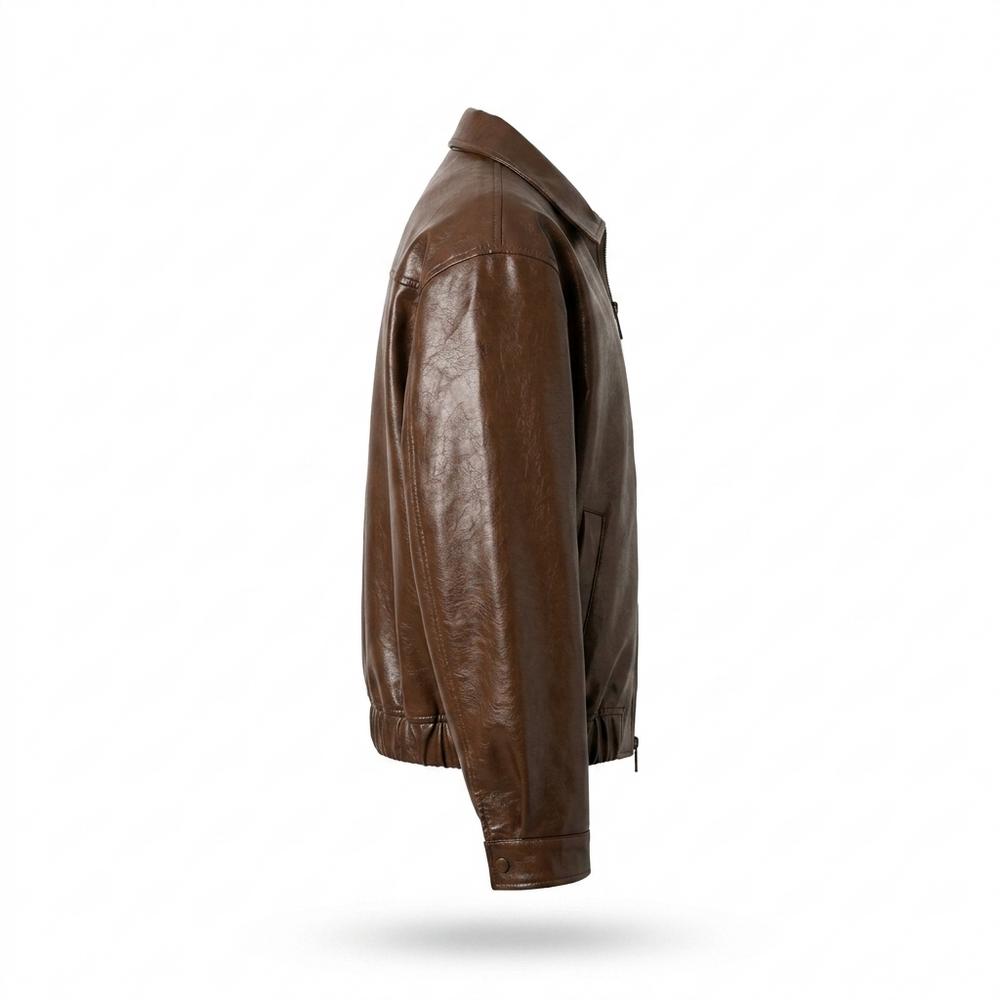 Mens Outlet House - Lamar | Zip-Up Collared Leather Jacket Men