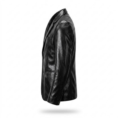 Mens Outlet House - Zalen | Faux Leather Single-Breasted Blazer Men