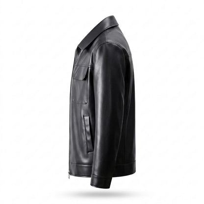 Mens Outlet House - Artor | Zip-Up Collared Leather Jacket Men