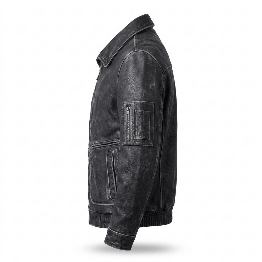 Mens Outlet House - Nemer | Grained Lined Leather Jacket Men