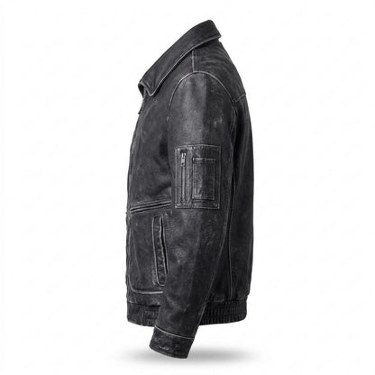 Mens Outlet House - Nemer | Grained Lined Leather Jacket Men