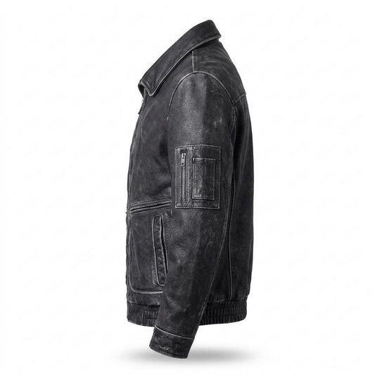 Mens Outlet House - Nemer | Grained Lined Leather Jacket Men