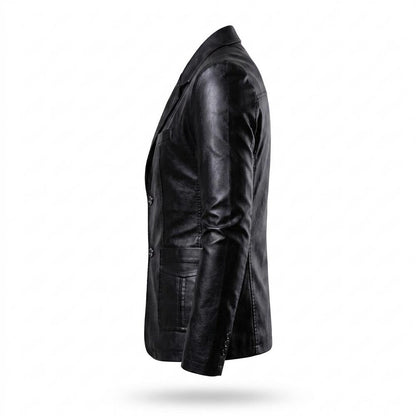 Mens Outlet House - Senud | Slim Fit Button-Front Leather Jacket Men