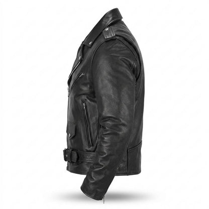 Mens Outlet House - Lylev | Asymmetrical Belted Leather Jacket Unisex