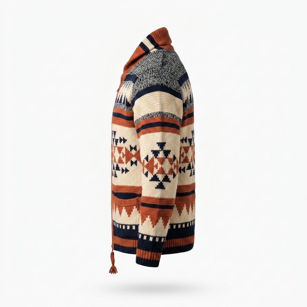 Mens Outlet House - Liror | Zip-Up Patterned Knit Cardigan Men