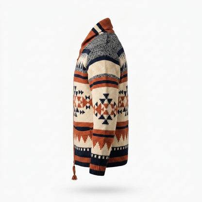 Mens Outlet House - Liror | Zip-Up Patterned Knit Cardigan Men