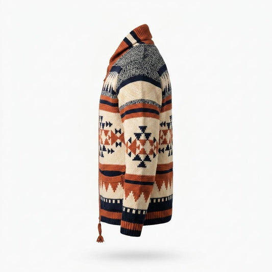 Mens Outlet House - Liror | Zip-Up Patterned Knit Cardigan Men