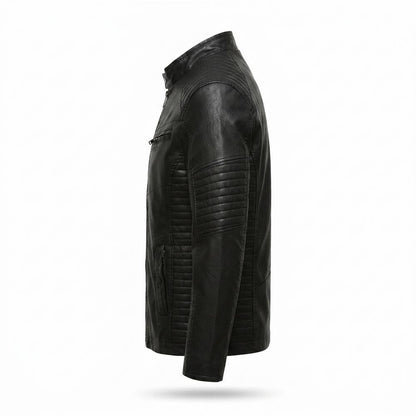 Mens Outlet House - Vitir | Quilted Zip-Up Leather Jacket Men