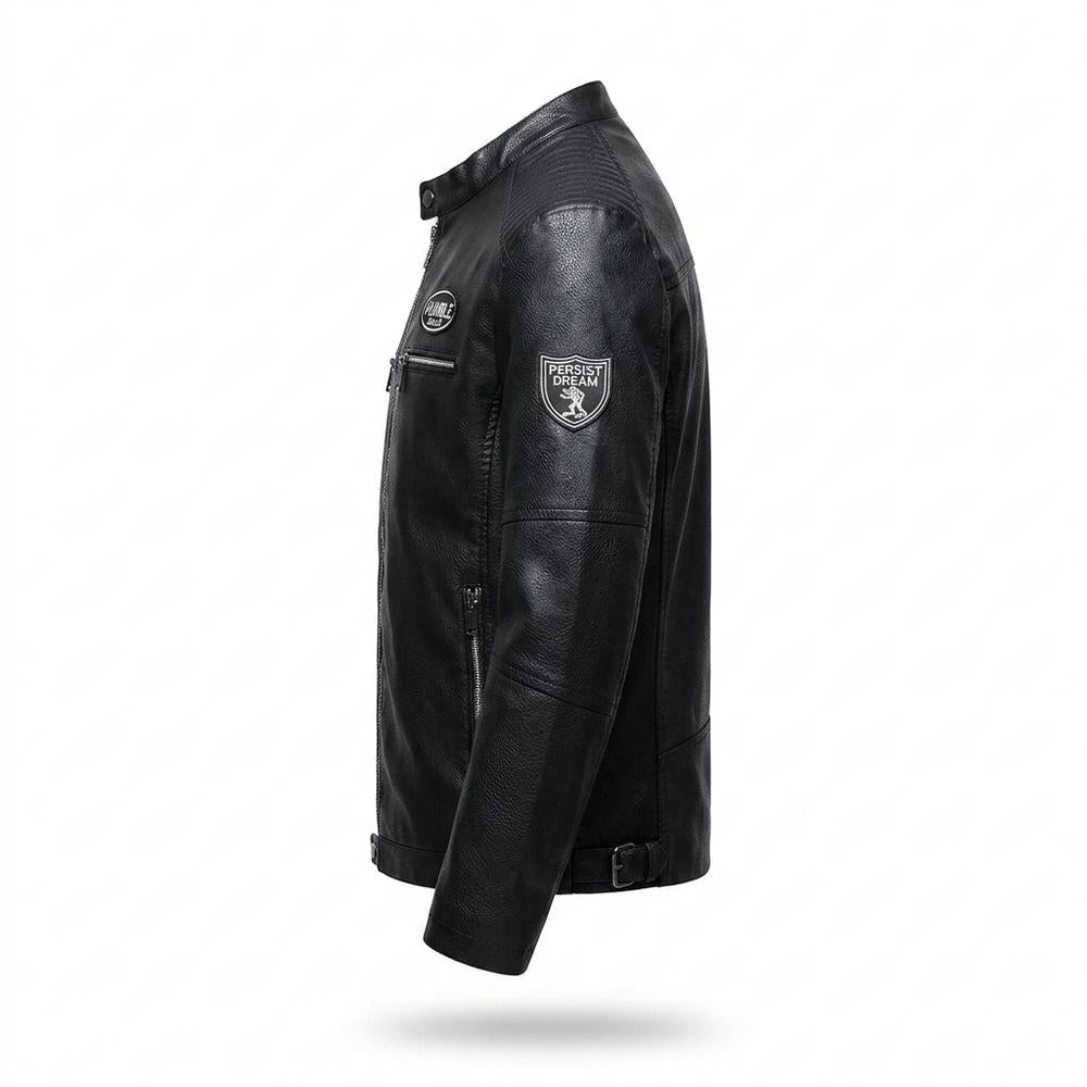 Mens Outlet House - Laser | Quilted Stand-Collar Leather Jacket Men