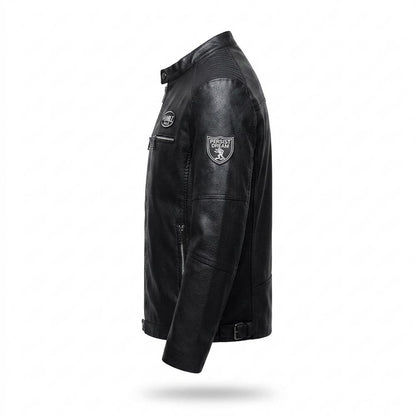 Mens Outlet House - Laser | Quilted Stand-Collar Leather Jacket Men