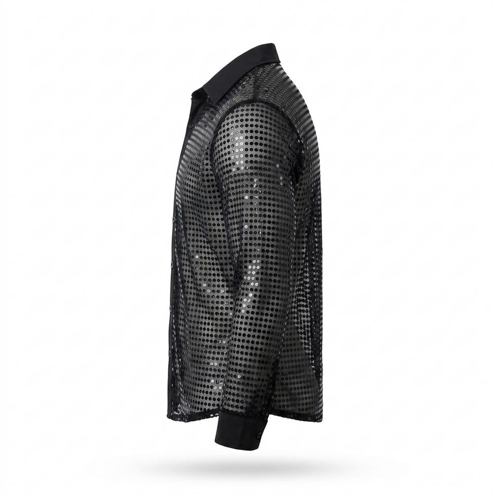 Mens Outlet House - Canor | Sequined Sheer Shirt Men
