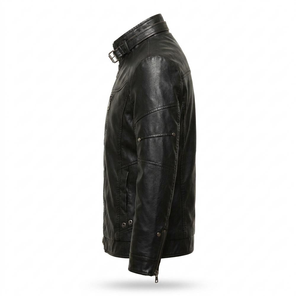 Mens Outlet House - Caser | Lined Zip-Up Leather Jacket Men
