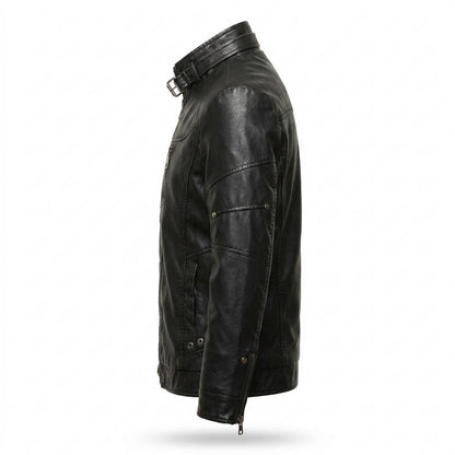 Mens Outlet House - Caser | Lined Zip-Up Leather Jacket Men