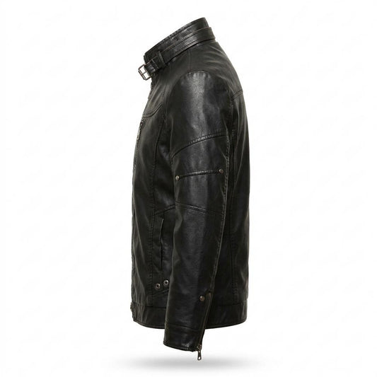 Mens Outlet House - Caser | Lined Zip-Up Leather Jacket Men