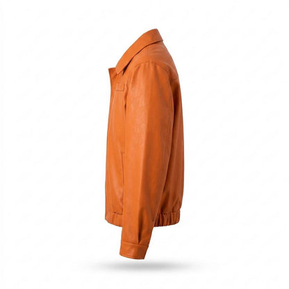 Mens Outlet House - Novel | Zip-Up Collared Leather Jacket Men