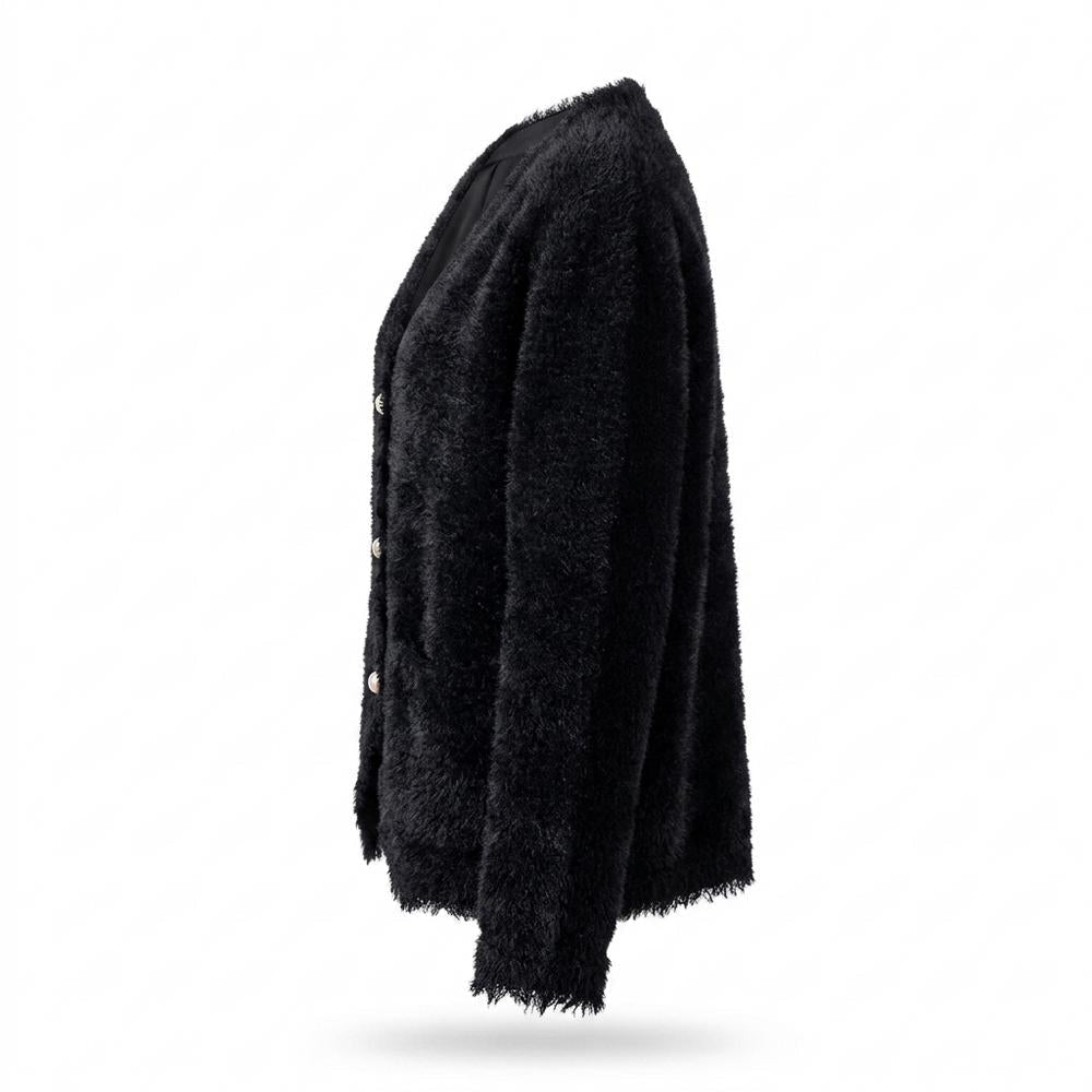 Mens Outlet House - Vemon | Fuzzy Pearl Button Knit Cardigan Women
