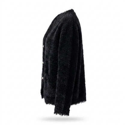 Mens Outlet House - Vemon | Fuzzy Pearl Button Knit Cardigan Women