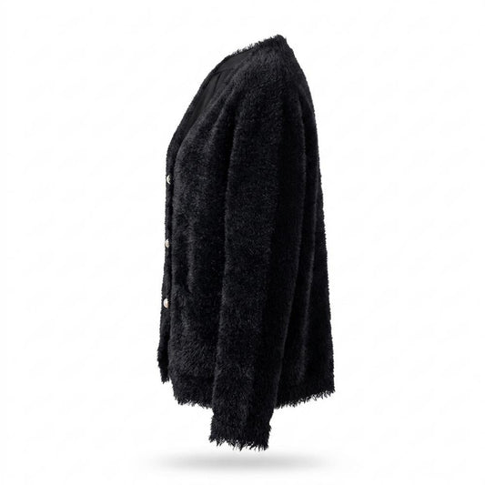 Mens Outlet House - Vemon | Fuzzy Pearl Button Knit Cardigan Women