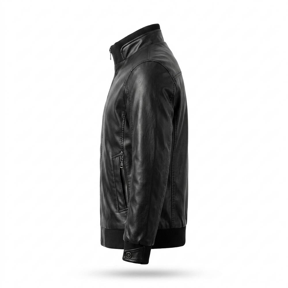 Mens Outlet House - Yorev | Lined Zip-Up Leather Jacket Men