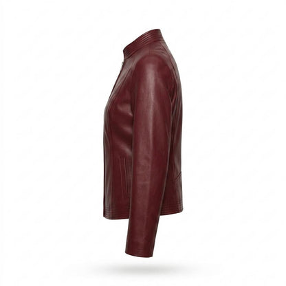 Mens Outlet House - Cizol | Fitted Stand-Collar Leather Jacket Women