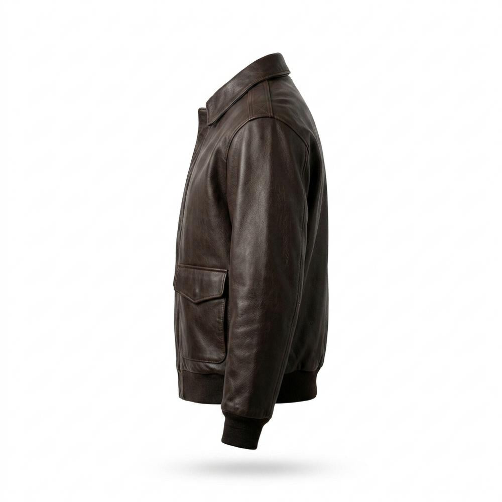 Mens Outlet House - Ellar | Zip-Up Collared Leather Jacket Men