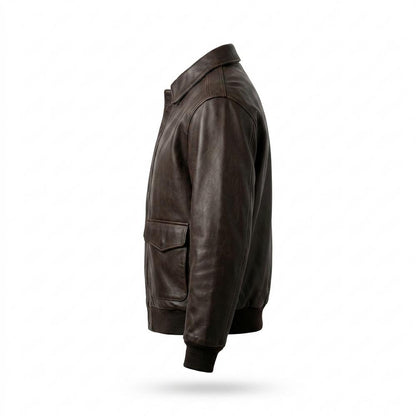 Mens Outlet House - Ellar | Zip-Up Collared Leather Jacket Men