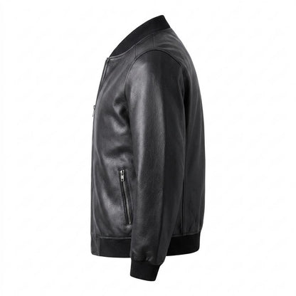 Mens Outlet House - Tifuk | Zip-Up Slim-Fit Leather Jacket Men