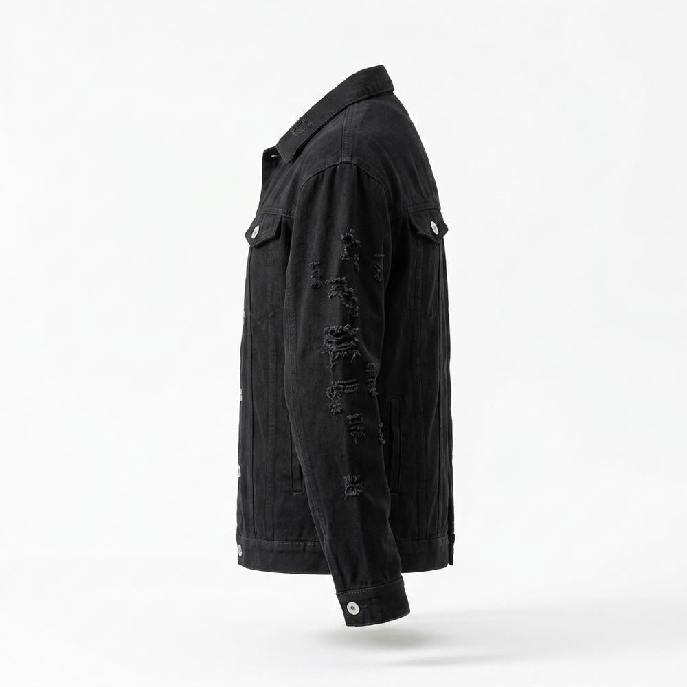 Mens Outlet House - Lylen | Distressed Button-Front Denim Jacket Men