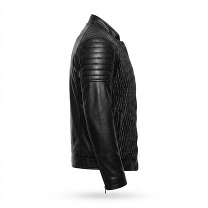 Mens Outlet House - Keken | Quilted Slim-Fit Leather Jacket Men
