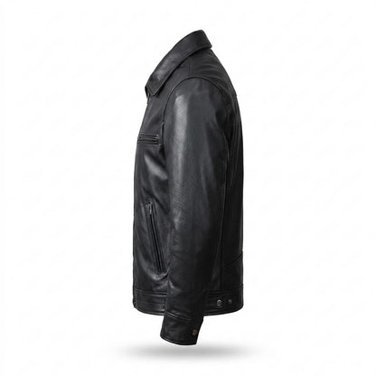 Mens Outlet House - Kavar | Zip-Up Collared Leather Jacket Men