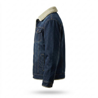 Mens Outlet House - Arsin | Fleece-Lined Button-Front Denim Jacket Men