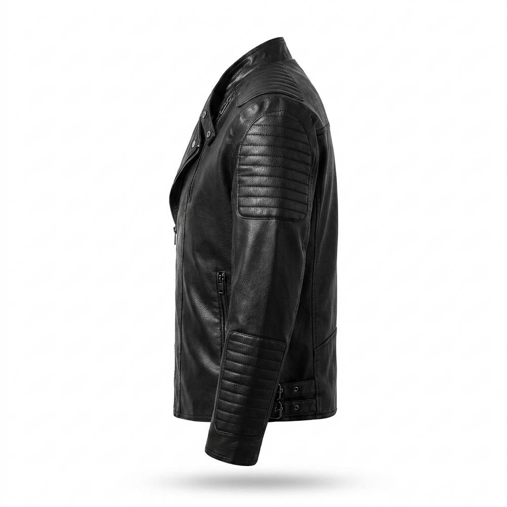 Mens Outlet House - Romon | Quilted Asymmetrical Leather Jacket Men