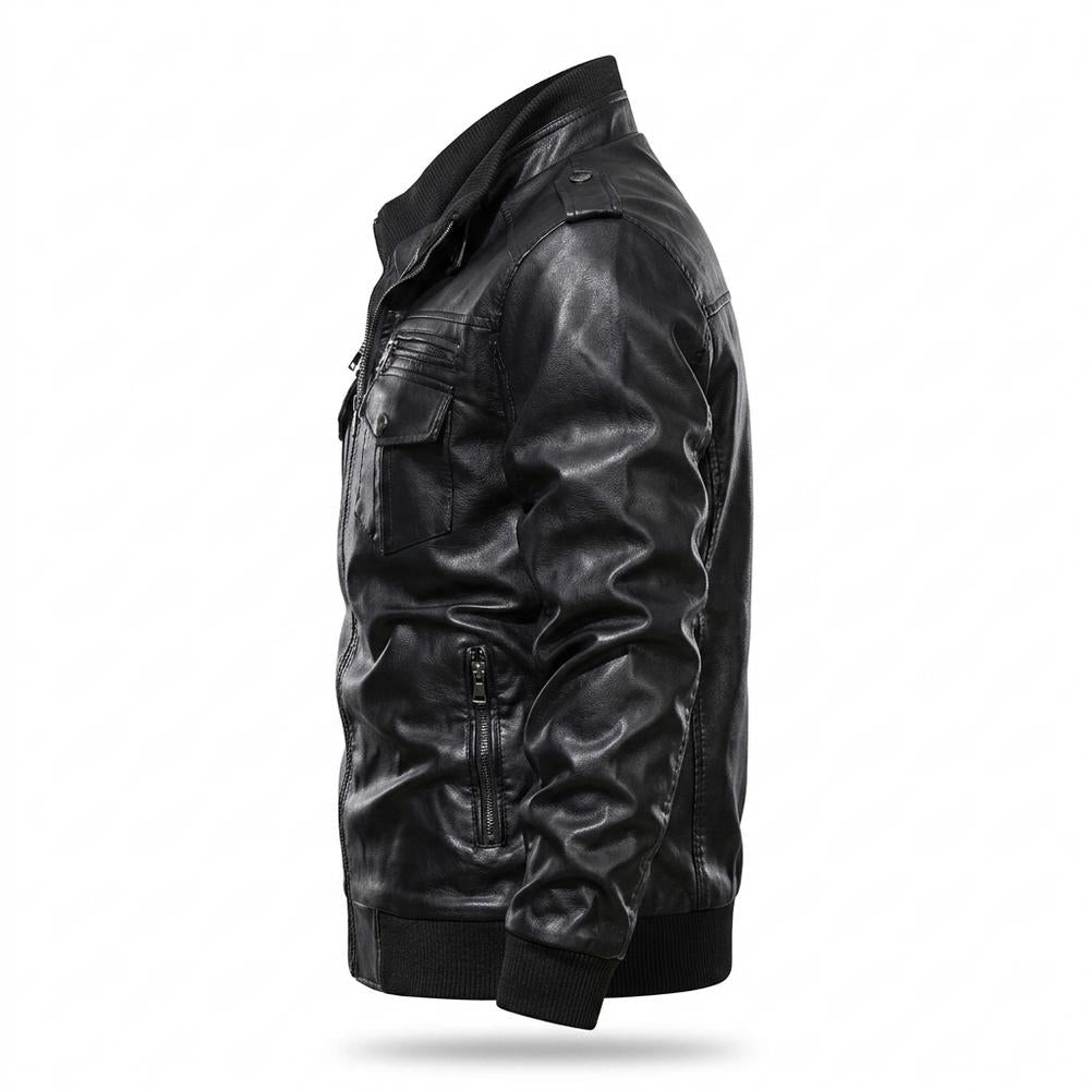 Mens Outlet House - Codar | Zip-Up Slim-Fit Leather Jacket Men