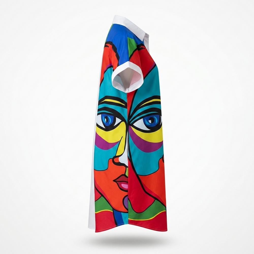 Mens Outlet House - Nelin | Abstract-Print Button-Down Shirt Dress Women