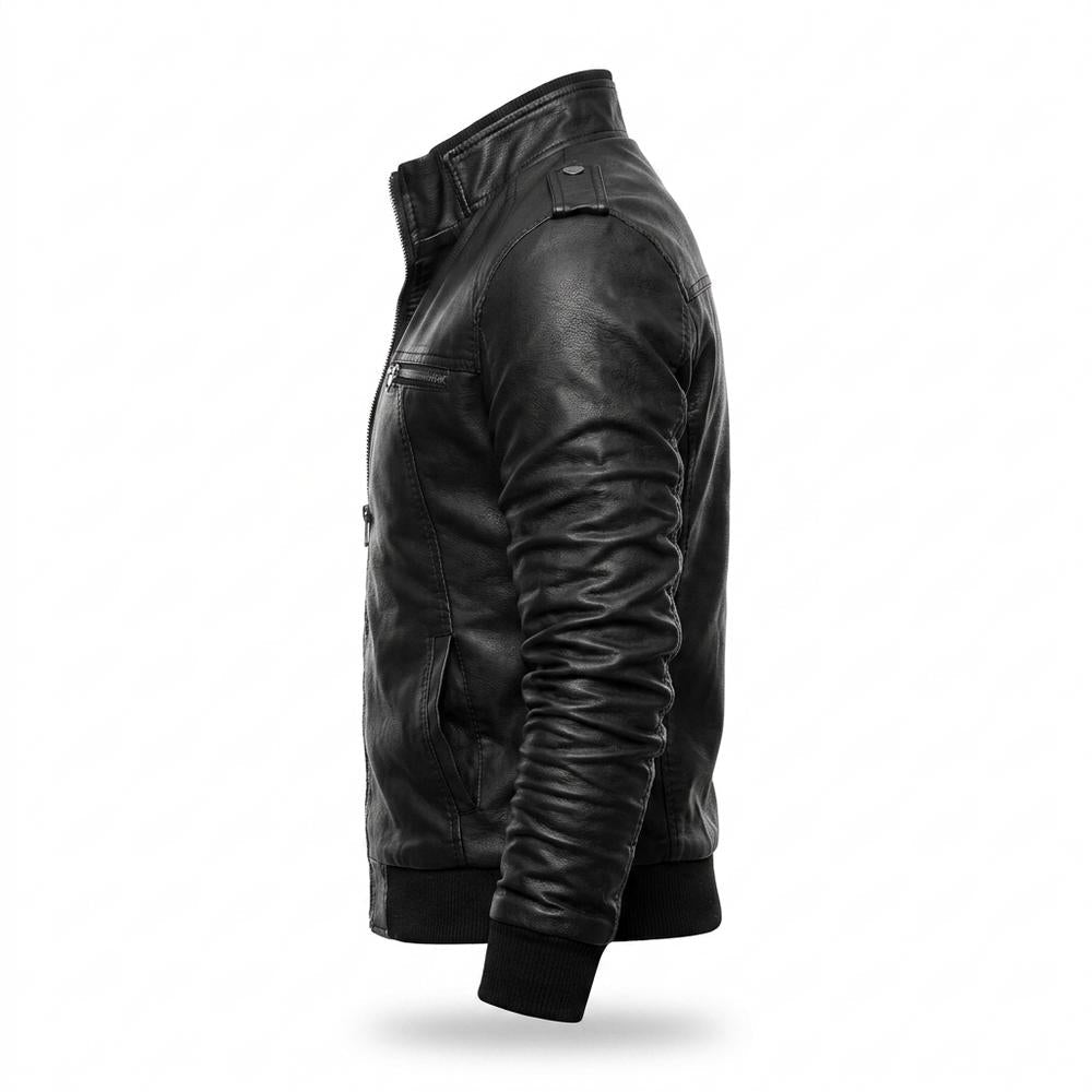 Mens Outlet House - Tanor | Quilted Zip-Up Leather Jacket Men