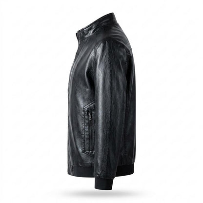 Mens Outlet House - Samin | Zip-Up Stand-Collar Leather Jacket Men