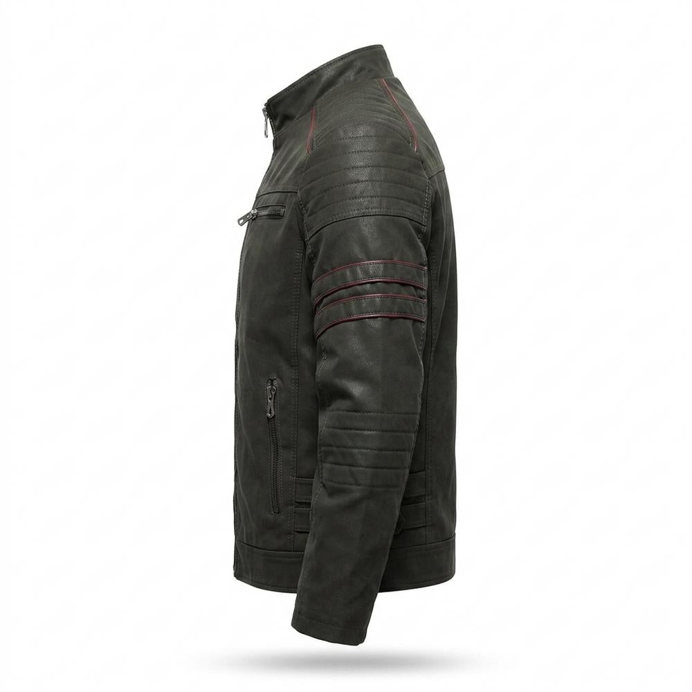 Mens Outlet House - Yotal | Quilted Piped Leather Jacket Men