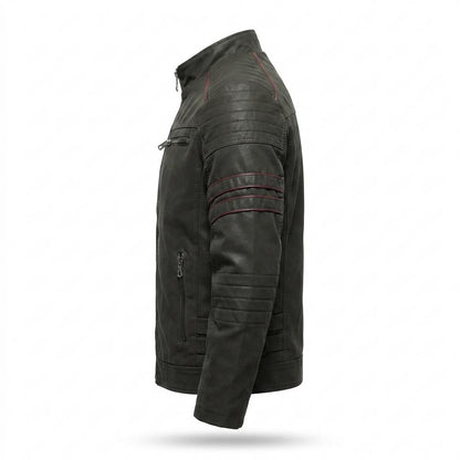 Mens Outlet House - Yotal | Quilted Piped Leather Jacket Men