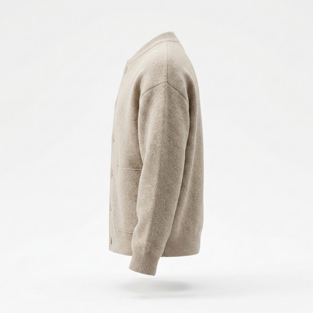 Mens Outlet House - Lirov | Collarless Textured Knit Cardigan Men