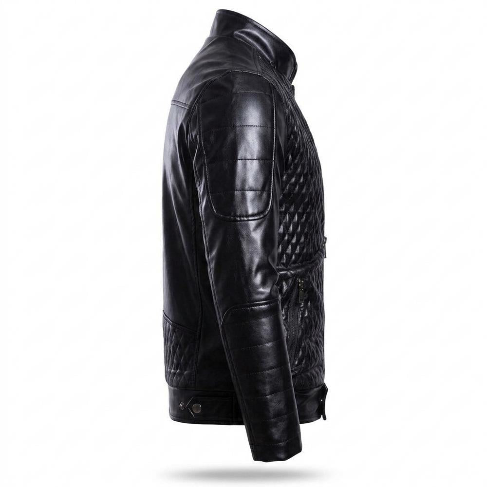 Mens Outlet House - Kaken | Quilted Fitted Leather Jacket Men