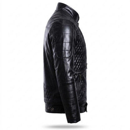 Mens Outlet House - Kaken | Quilted Fitted Leather Jacket Men