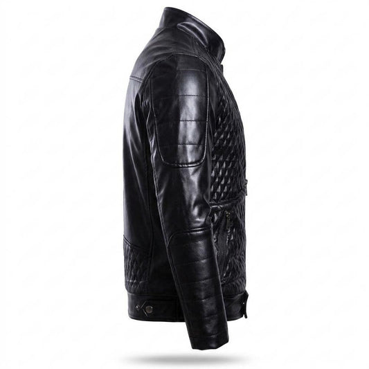 Mens Outlet House - Kaken | Quilted Fitted Leather Jacket Men