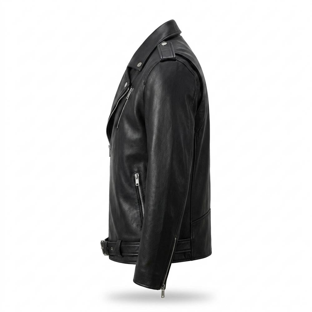 Mens Outlet House - Romar | Asymmetrical Lined Leather Jacket Men