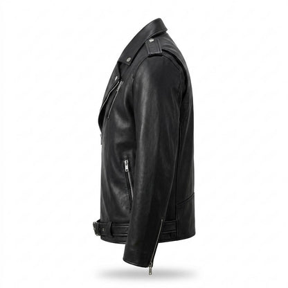 Mens Outlet House - Romar | Asymmetrical Lined Leather Jacket Men