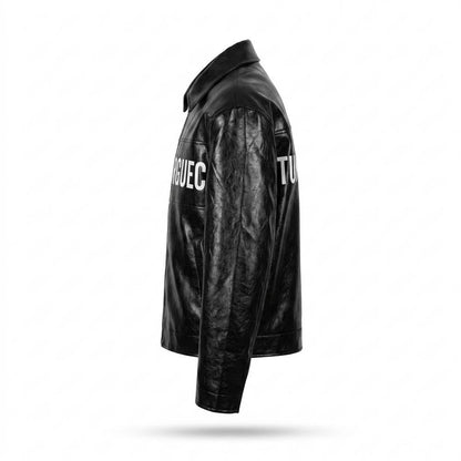 Mens Outlet House - Catal | Zip-Front Printed Leather Jacket Unisex