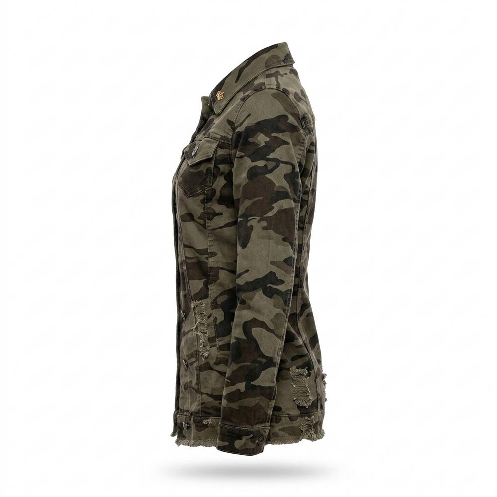 Mens Outlet House - Lohal | Camouflage Button-Front Denim Jacket Women