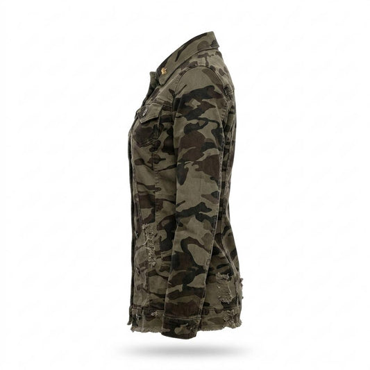 Mens Outlet House - Lohal | Camouflage Button-Front Denim Jacket Women